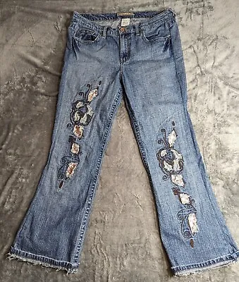 $19.99 • Buy Vintage Z. Cavaricci Womens Size 12 Jeans Floral Embroidery Flared Distressed