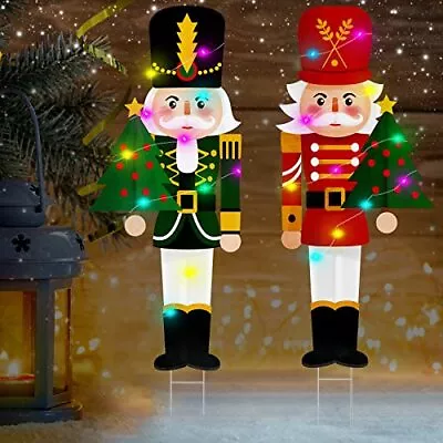 2 Pcs LED Lights Nutcracker Christmas Outdoor Yard Stake Sign Nutcracker Yard  • $37.95