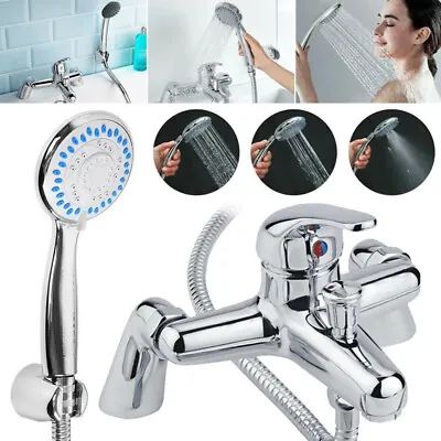£20.99 • Buy Luxury Bathroom Chrome Sink Bath Mix Tap Shower Mixer Taps With Hand Held Hose