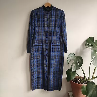 Vintage Halmode Petites Dress Tartan Check Plaid Midi Shift Mod 80's Ska Size 12 • £45