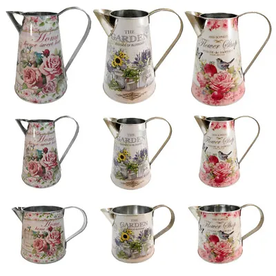 METAL JUG Kitchen Chic Christmas Vase Home - Flower - Garden Decorative 3 SIZES • £9.99