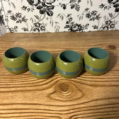 MCM Vintage Wooden Napkin Rings Set Of Four. Green And Blue • $13.25