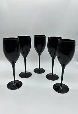 5 Mikasa Elite Black Crystal Water Goblets - Wine Glasses - Slovania • $79