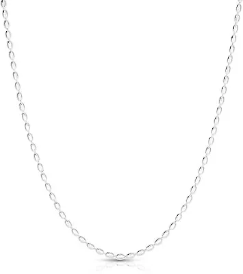 Men & Women 925 Sterling Silver 2.5MM Oval Bead Chain Necklace Sizes 16-36 Italy • $17.99