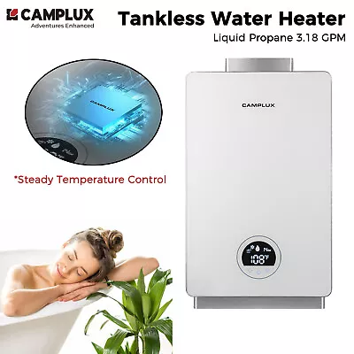 CAMPLUX 12L Tankless LPG Gas Water Heater System Whole House Instant Hot Shower • $399.99