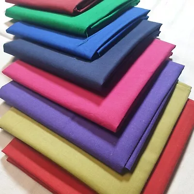 20 Pcs Polycotton Plain Fabric Bundle 25x25cm Quarter Quilting Material • £10.24