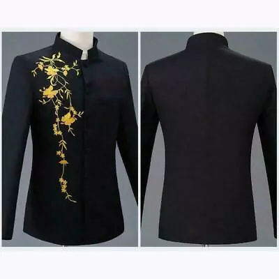 Men's Chinese Tunic Suit 2PCS Formal Dress Embroidered Single Breasted   Wedding • $75.04