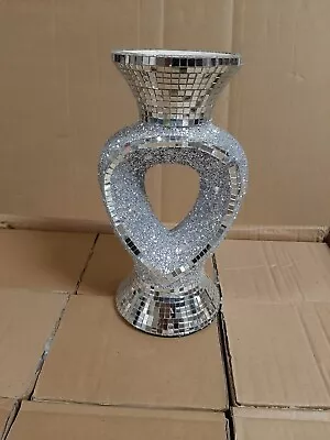 £16.99 • Buy 26 CM Ceramic SILVER Glitter Vase Sparkle Bling Crushed Flower Vase