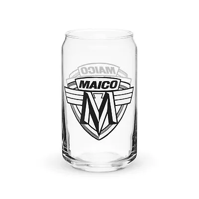 Maico Crest B-W Logo Moto Can-shaped Drinking Glass Vintage MX Motocross • $20