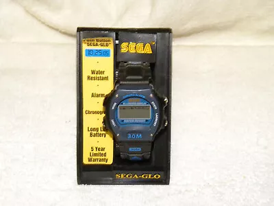 Vintage SEGA SPORTS Digital Wrist Watch Black / Blue -NEW Sega Glo  NOS • $12.95