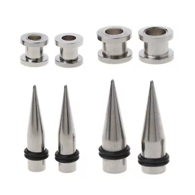 1g 7mm And 9mm 316L Novelty Tunnels Ear Stud & Ear Tapers 2 Pairs Kit For Friend • £7.74