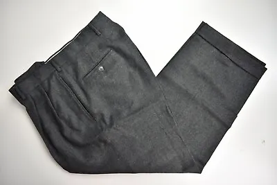 1995-2004 Corbin Solid Dark Gray Flannel Wool Dress Pleated Trousers Size: 34x27 • $74