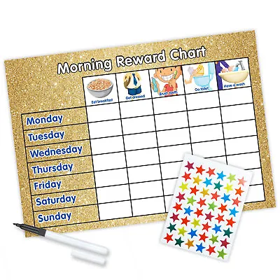 Morning Routine Reward Chart Magnetic Available FREE Stars And  Pen Glitter • £3.95