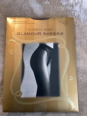 Victoria’s Secret Glamour Sheers Lace High-Cut Panty Pantyhose Chocolate Med • $9.99