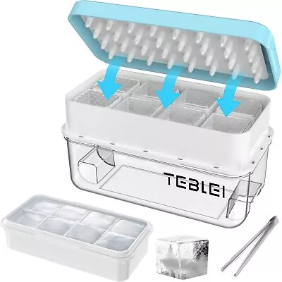 Ice Cube Tray With Lid And Bin 16 Pcs Large Ice Cube Trays With Tongs Ice Maker  • $15.39