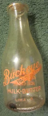 $13.49 • Buy 1 Vintage Buckeye Milk Butter Lima, Ohio - Graham's Ice Cream Quart Glass Bottle