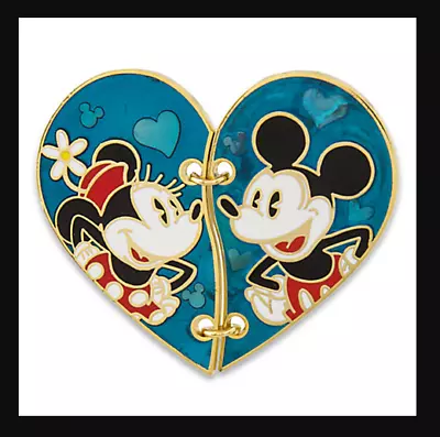 💞 Disney's Mickey & Minnie Mouse Two Piece Hinged Heart 2016 Disney Couples • $10.99