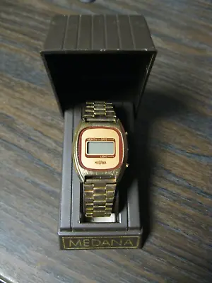 Vintage Medana LCD Display Watch Stainless Band With Box Needs Battery • $10