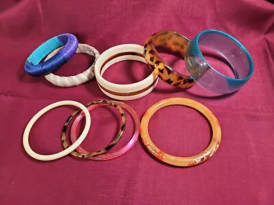 Vintage Plastic Acrylic Bangle Bracelet Lot Retro Mod Boho - 9 Pcs • $24.99