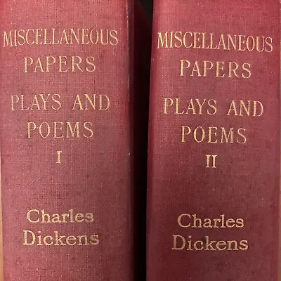 1897 CHARLES DICKENS Papers Plays & Poems GADSHILL EDITION Antique BOOKS Vol 1 2 • £25
