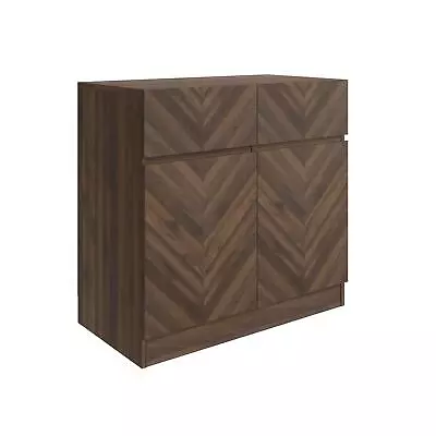 Cabinet Sideboard Cupboard Compact 2-Door Storage Organiser Catania Royal Walnut • £152.99