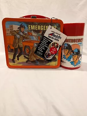 Unused With Tag Vintage 1973 Aladdin Emergency TV Show  Metal Lunchbox W Thermos • $599