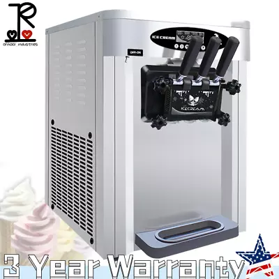 2000W Commercial Desktop Ice Cream Machine 25-30L/H W/2x6L Hopper 3 Flavors • $1549