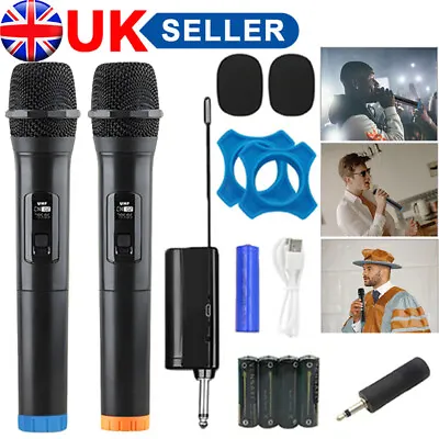 2x Wireless Microphone Professional Handheld Mic System + Receiver Karaoke Q • £15.99