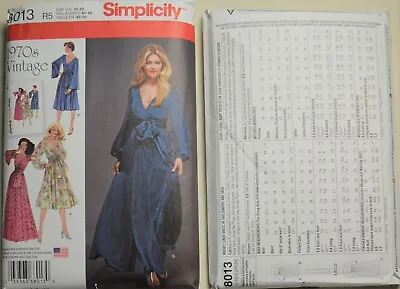 Simplicity- 8013 - Misses' Lined Dress Two Lengths & Sash 1970s Vintage Style • $9.75