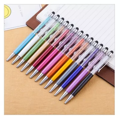 12  Pack Of  Bling Bling Crystal 2 In 1 Ball Point Stylus Pens Mixed Colours • $13.98