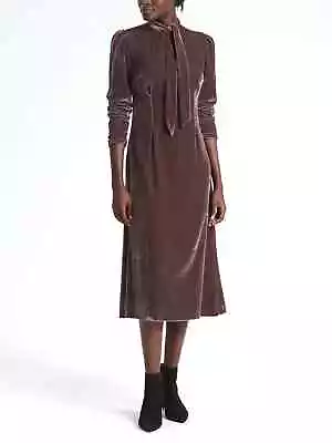 Banana Republic X Olivia Palermo | Velvet Tie-Neck Midi Dress Sz 4 • £33.75