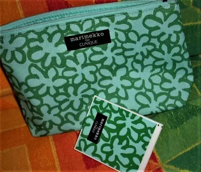 Clinique Marimekko TEAL Cosmetic Bag & Matching Mirror Limited Edition. NEW. • $11.95