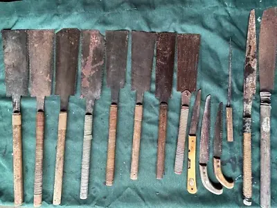 Japanese Old Hand Saw Carpentry Blade Nokogiri Set Vintage Used Junk #1 • $318.97