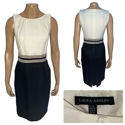 LAURA ASHLEY Colour Block Linen Blend Pencil Shift Dress Size 10 UK • $30.82