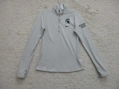 Nike Michigan State Spartans Sweater Small Adult Gray Quarter Zip Stretch Womens • $13.61