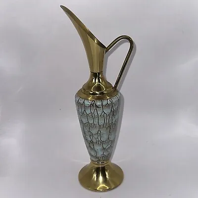 Delftware Holland Mid Century Modern Delft Brass Jug Vase Vintage Dutch MCM VTG • $28.50