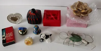 10 Vtg Lenox Plastic Box Enamel Bell Trinket Bird Rose Flower Night Light Lot • $44.99