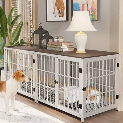 Oversized Strong Dog Crate Pet Cage Wood Tabletop End Side Table Home Furniture • $199.96