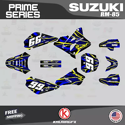 Graphics Kit For Suzuki RM85 (2001-2023) RM 85 PRIME-blue-yel • $54.99