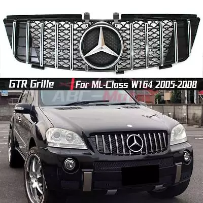 Chrome Silver GTR Style Grille For Mercedes Benz ML-Class W164 2005-2008 ML550 • $159