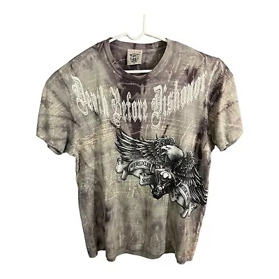 Bulzeye Death Before Dishonor All Over Print T-Shirt Rhinestone Biker Eagle XL • $18.74