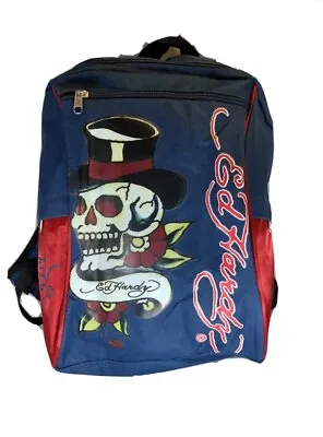 Original Don Ed Hardy Skull With Top Hat Backpack Navy & Red Unisex • $29.99