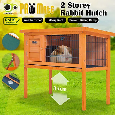 Rabbit Hutch Chicken Coop Free Standing Wooden Cage Large House Metal Outdoor  • $79.90