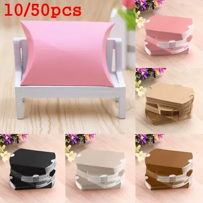 $2.09 • Buy 1/10/50PCS Cute Kraft Paper Pillow Party Favour Gift Candy Bag Wedding Favor Box