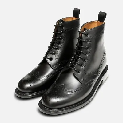 Black Goodyear Welted Brogue Chapman Country Boots • £155