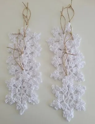 8 Handmade White Snowflakes- Christmas Tree Decoration/Crochet/Bauble/Cotton • £8