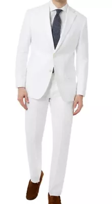 Men's RALPH LAUREN White 2 Piece Suit Size 42R W 33x30 100% Linen • $175