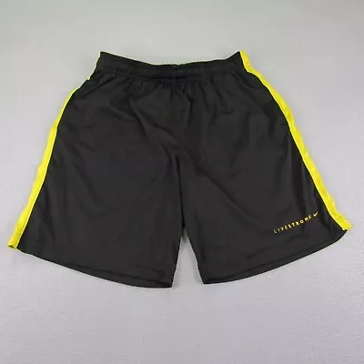Nike Shorts Mens Large Black Yellow Livestrong Dri Fit Performance Athletic Gym • $24.97