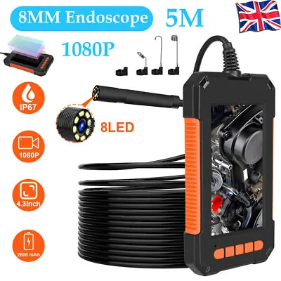 Industrial Endoscope Camera Borescope Inspection Camera 1080P HD 4.3  Screen UK • £28.99
