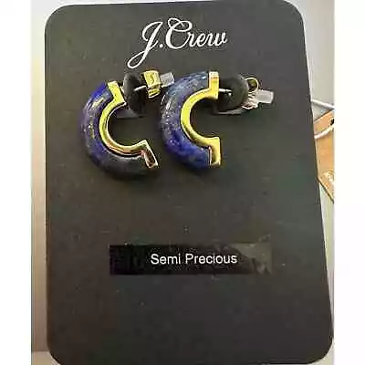 J. Crew Stone Inlay Half-hoop Earrings Harbor View Blue New With Tags • $15